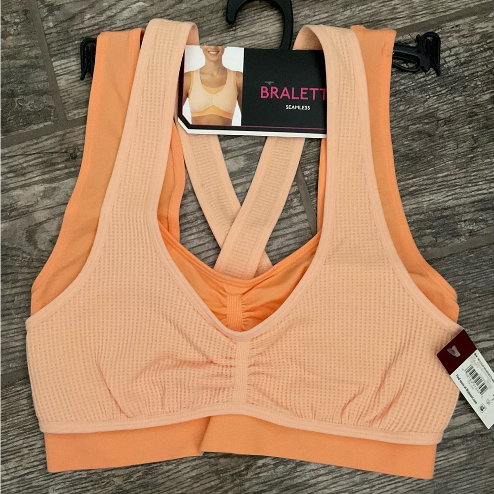 New No Boundaries Seamless Double Layer Bralette Peach Jelly & Icy Peach Size S